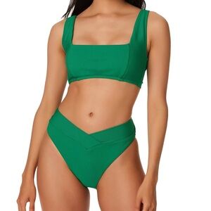 Bar III Vibrant Green Micro Rib Bikini Set